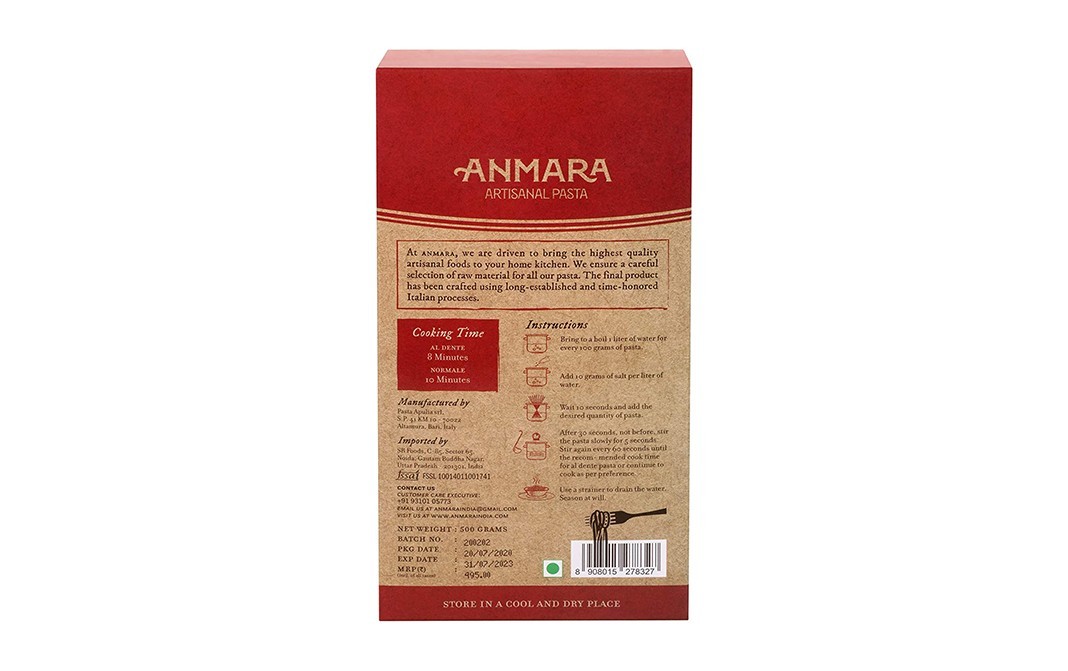 Anmara Artisanal Pasta Organic Conchigliette Hard Durum Wheat Pasta   Box  500 grams